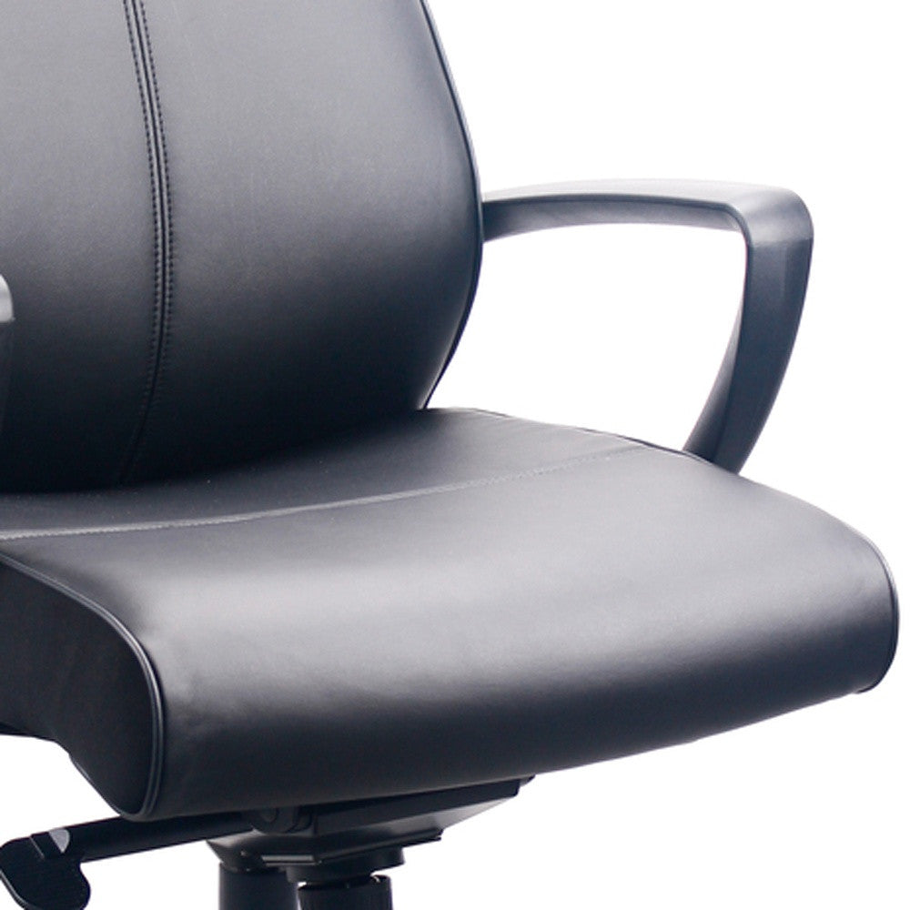 Black Leather Chair By Homeroots - 372456 | Office Chairs | Modishstore - 3