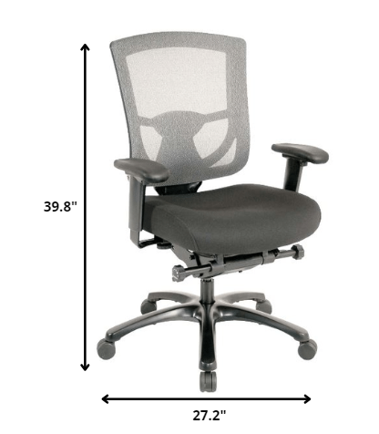 Grey Mesh / Fabric Chair By Homeroots | Office Chairs | Modishstore - 2