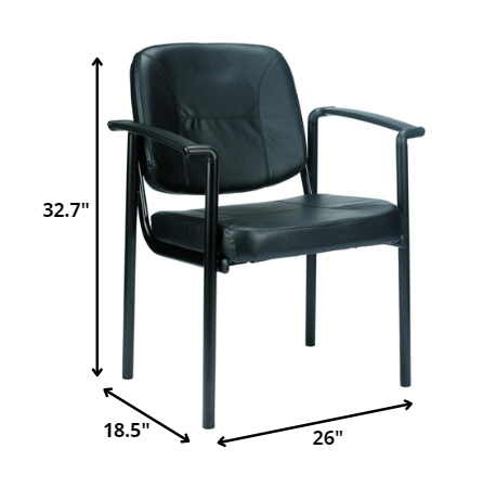 Black Vinyl Guest Chair By Homeroots | Office Chairs | Modishstore - 2