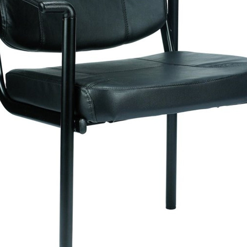 Black Vinyl Guest Chair By Homeroots | Office Chairs | Modishstore - 3