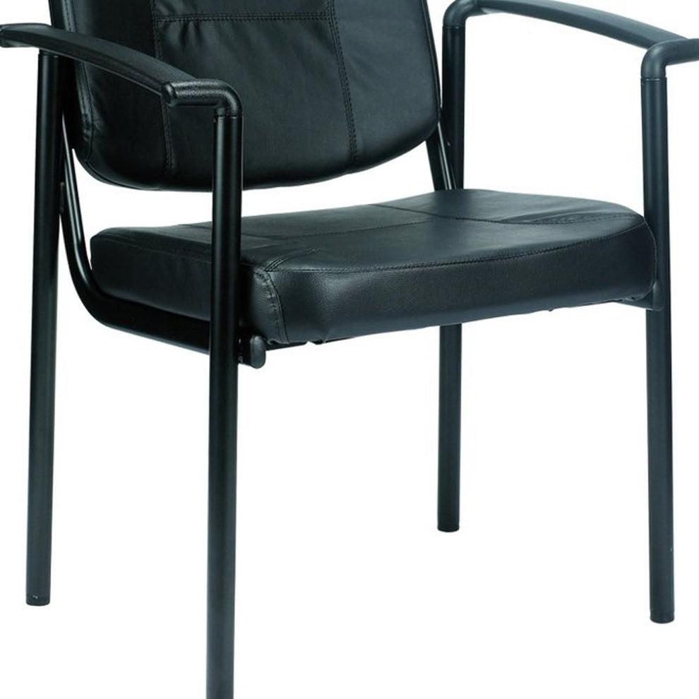 Black Vinyl Guest Chair By Homeroots | Office Chairs | Modishstore - 4