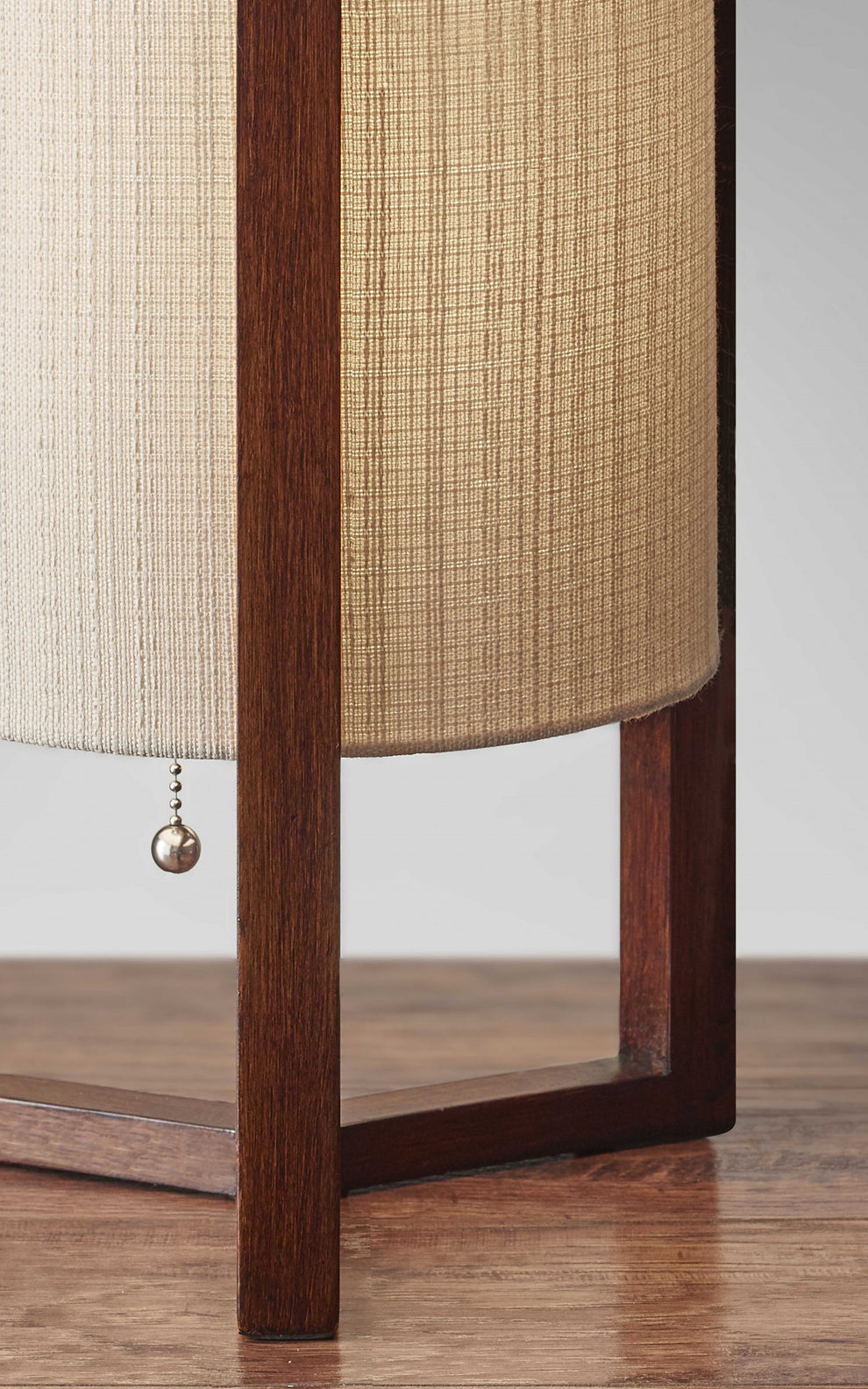 Walnut Wood Finish Cylindrical Linen Shade Table Lamp By Homeroots | Table Lamps | Modishstore - 2
