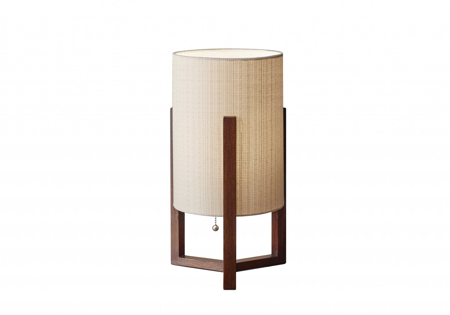 Walnut Wood Finish Cylindrical Linen Shade Table Lamp By Homeroots | Table Lamps | Modishstore - 3