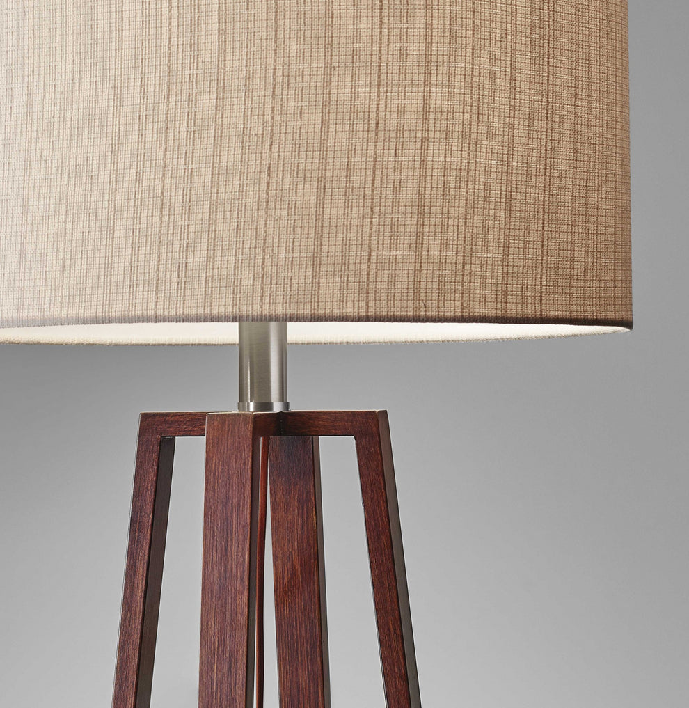 Walnut Wood Finish Linen Fabric Shade Table Lamp By Homeroots | Table Lamps | Modishstore - 2
