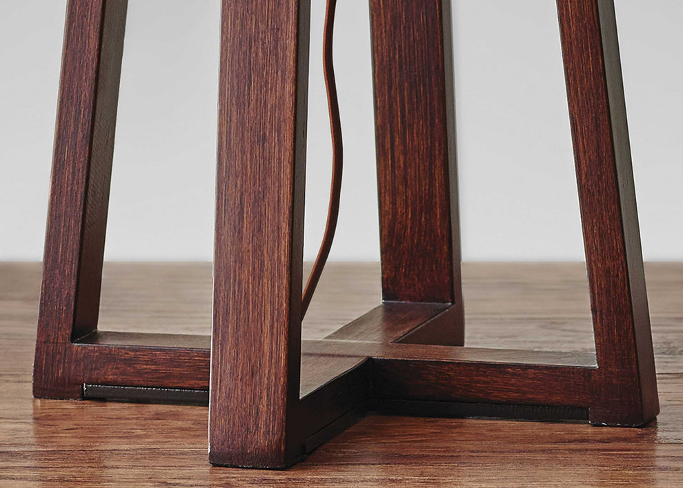 Walnut Wood Finish Linen Fabric Shade Table Lamp By Homeroots | Table Lamps | Modishstore - 3
