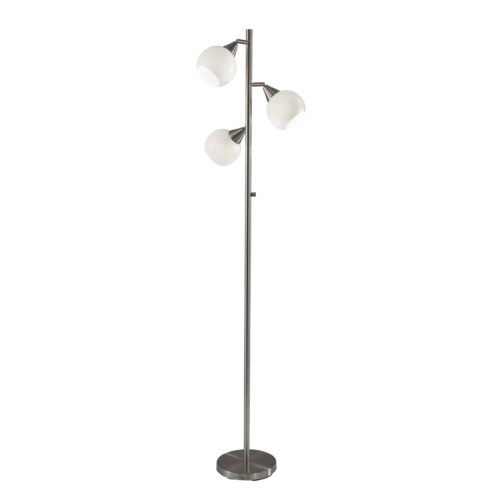 Floor Lamp Brushed Steel Metal Three Adjustable Globes By Homeroots | Floor Lamps | Modishstore