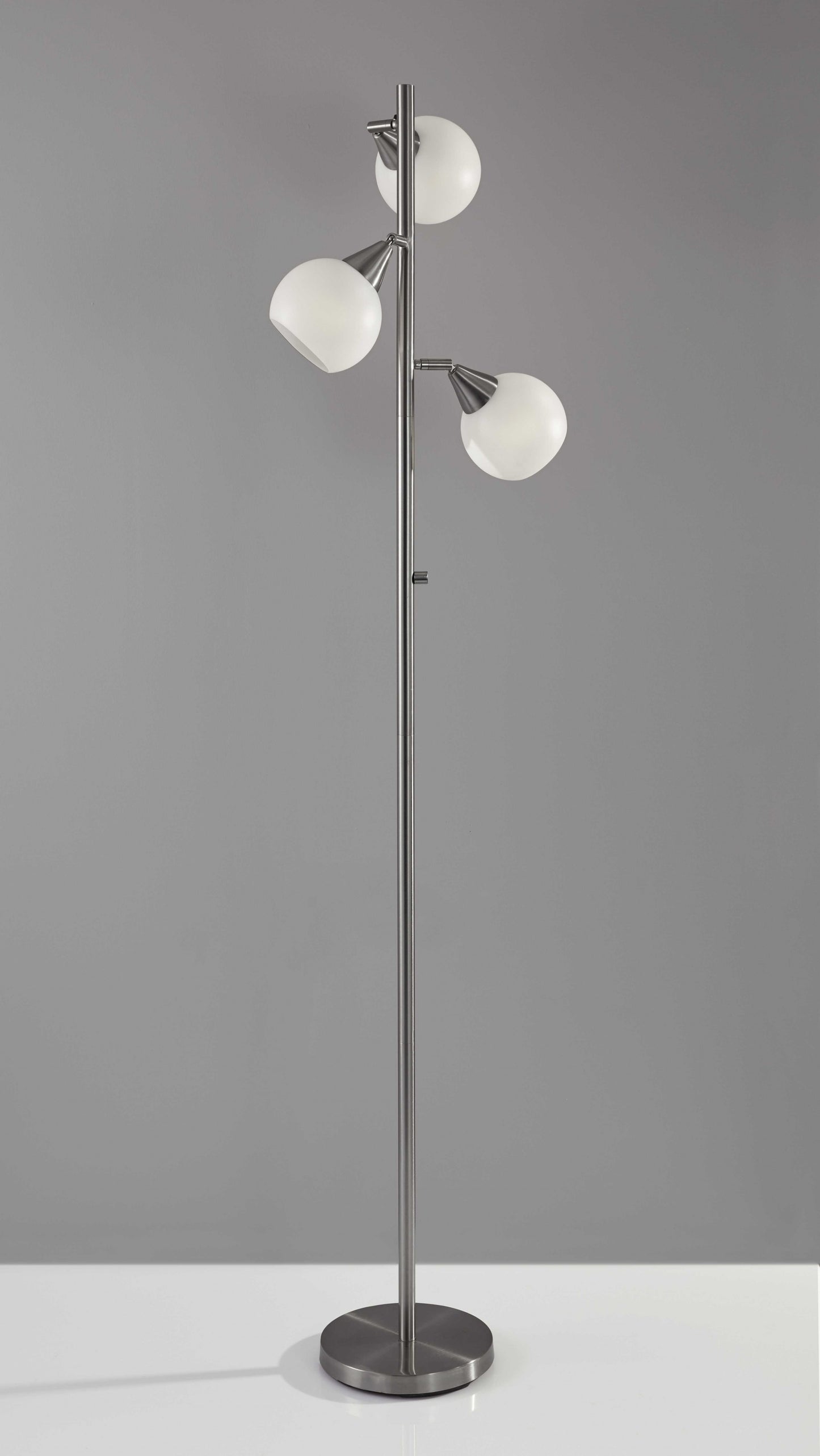 Floor Lamp Brushed Steel Metal Three Adjustable Globes By Homeroots | Floor Lamps | Modishstore - 3