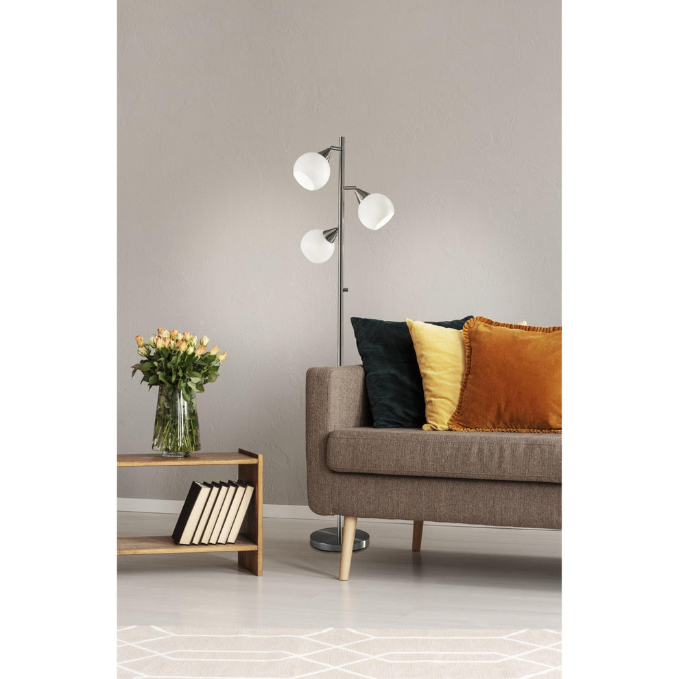 Floor Lamp Brushed Steel Metal Three Adjustable Globes By Homeroots | Floor Lamps | Modishstore - 3