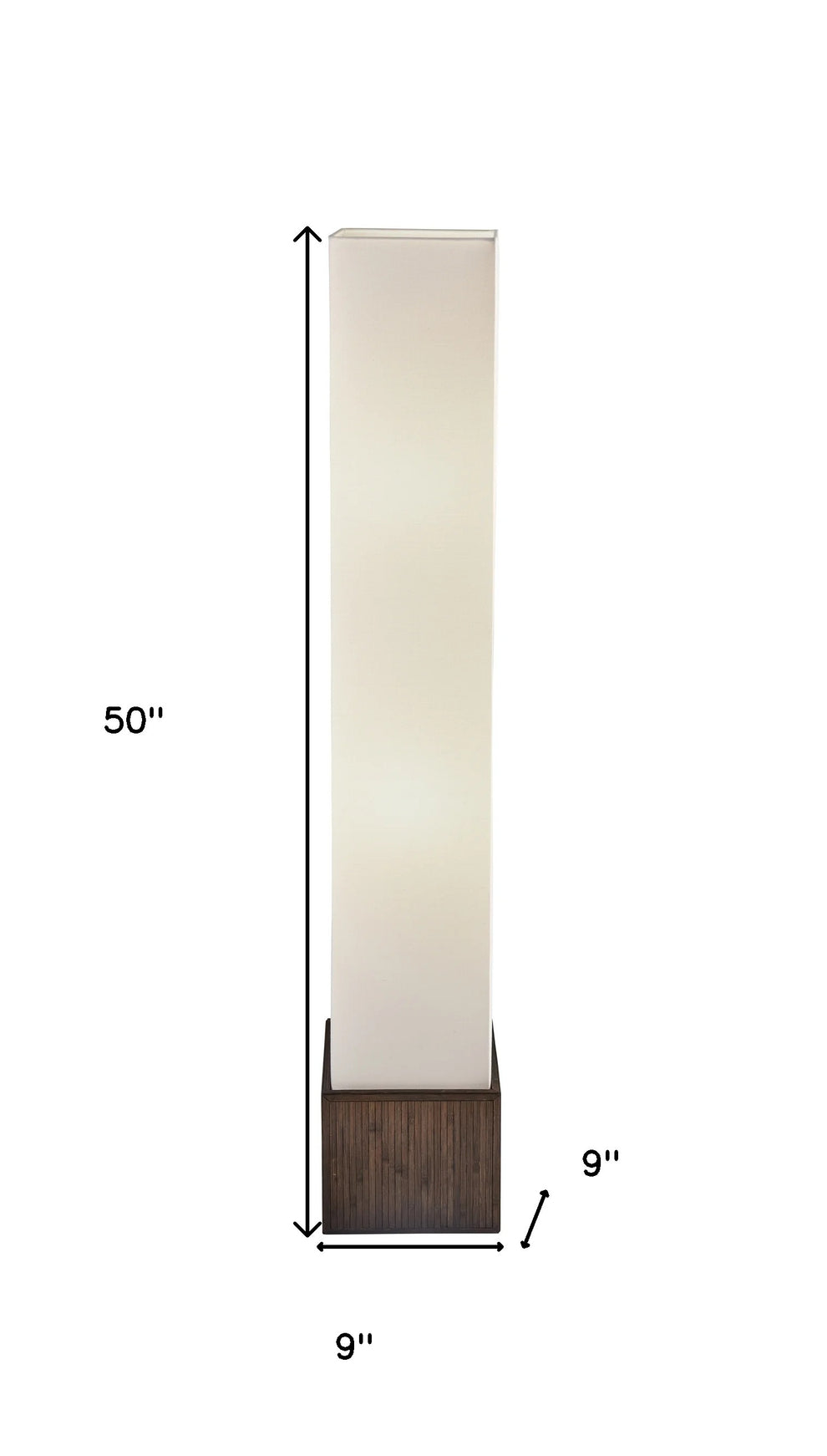 Brown Reed Floor Lamp with Elongated Rectangular Linen Shade By Homeroots | Floor Lamps | Modishstore - 2