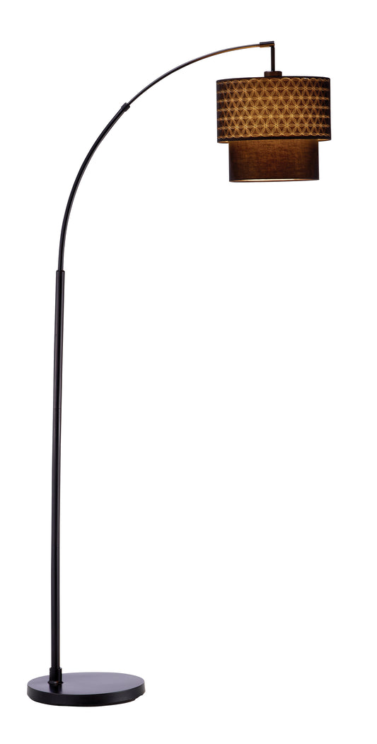 Black Metal Floor Lamp with Adjustable Arc