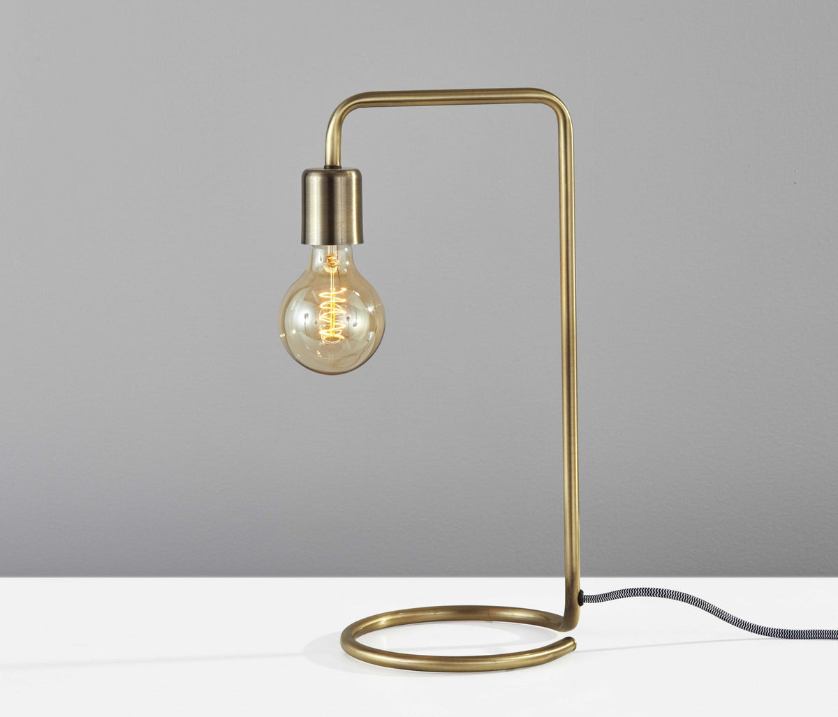 Industrial Antique Brass Finish Metal Desk Lamp With Vintage Edison Bulb By Homeroots | Desk Lamps | Modishstore