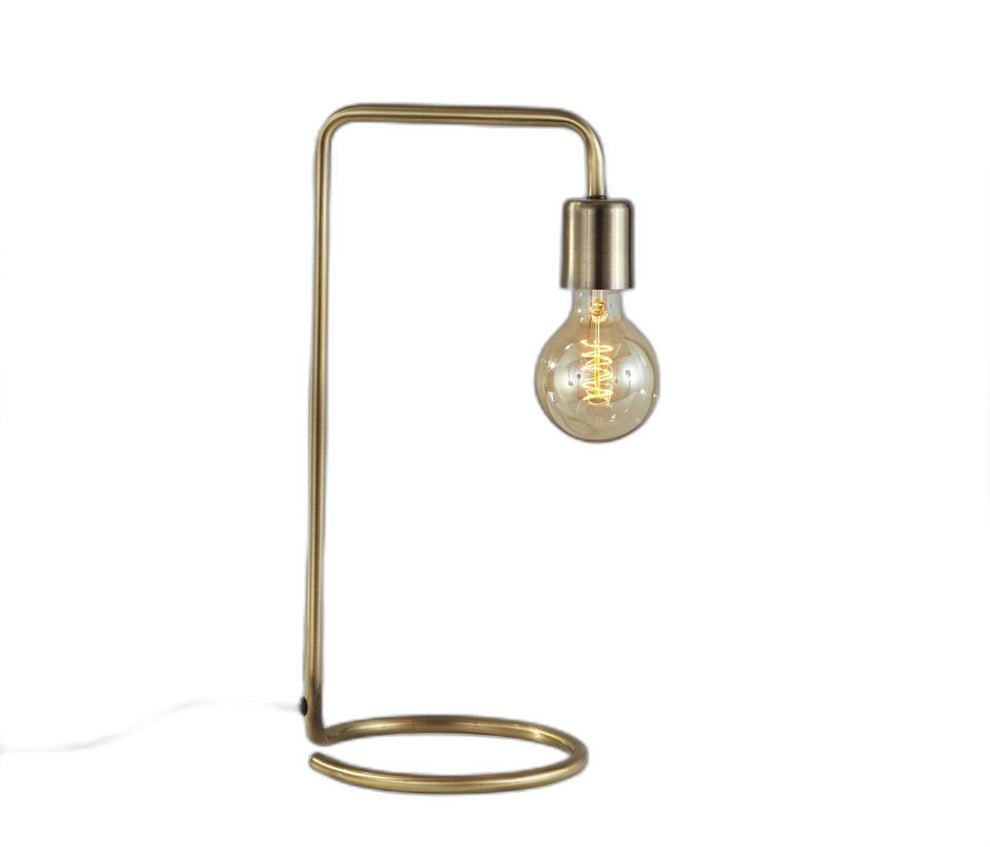 Industrial Antique Brass Finish Metal Desk Lamp With Vintage Edison Bulb By Homeroots | Desk Lamps | Modishstore - 2