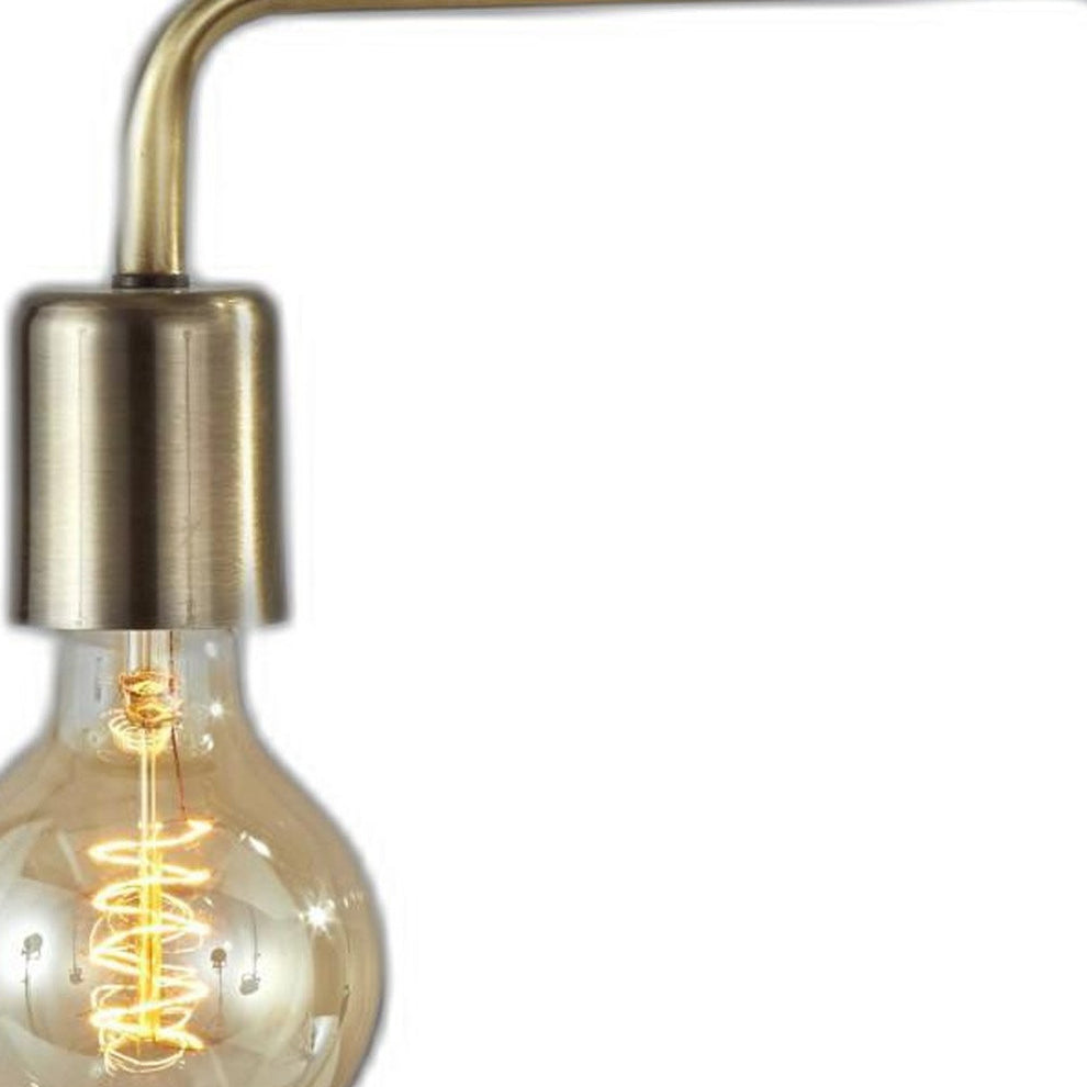Industrial Antique Brass Finish Metal Desk Lamp With Vintage Edison Bulb By Homeroots | Desk Lamps | Modishstore - 4