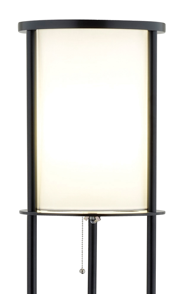 Black Wood Finish Floor Lamp with Circular Storage Shelves By Homeroots | Floor Lamps | Modishstore - 4