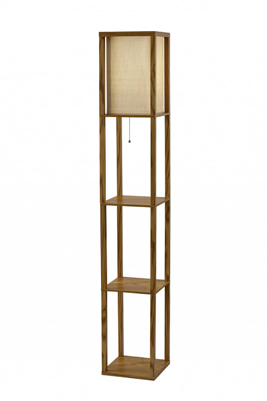 Floor Lamp with Natural Wood Finish Storage Shelves | Floor Lamps | Modishstore