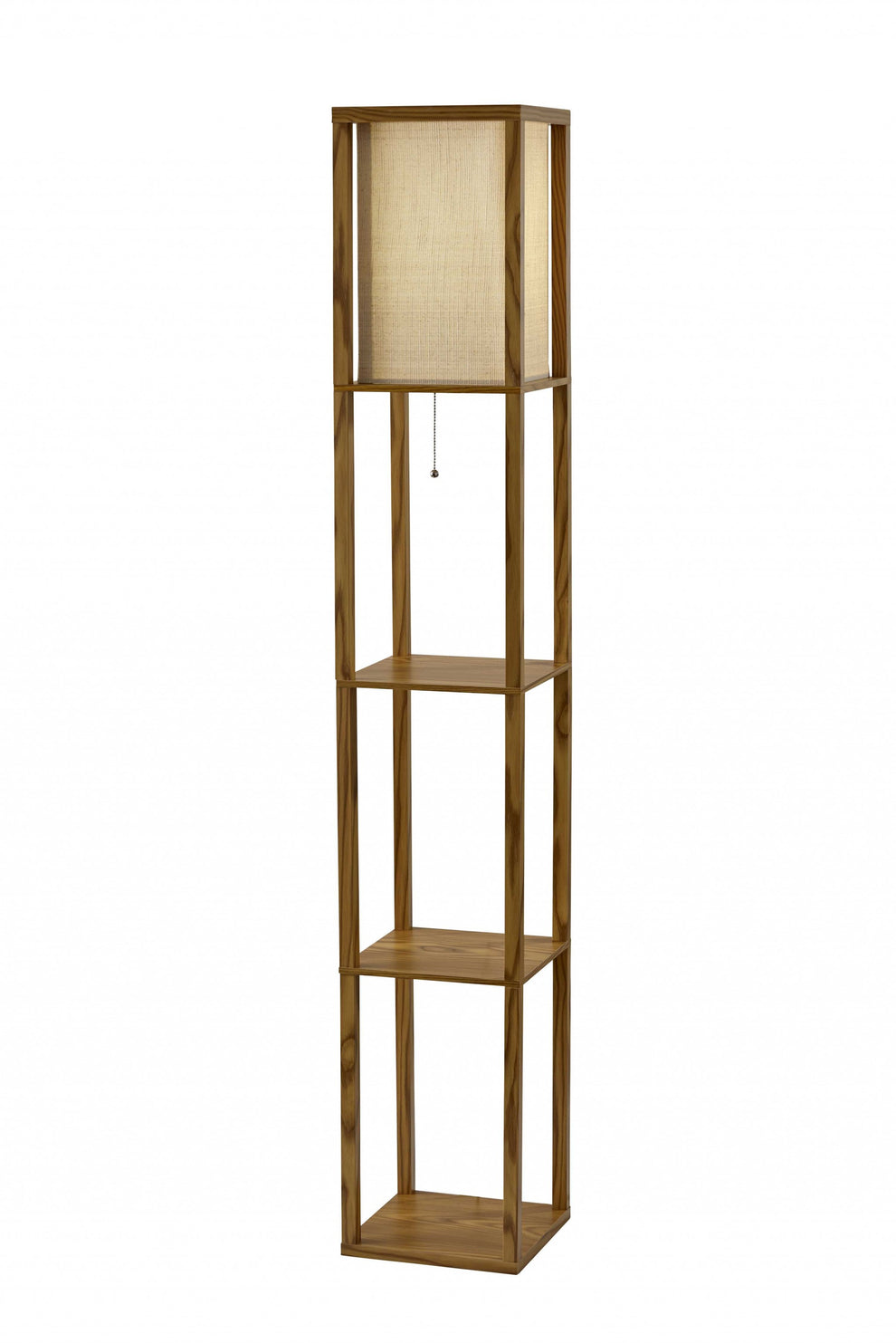Floor Lamp with Natural Wood Finish Storage Shelves | Floor Lamps | Modishstore