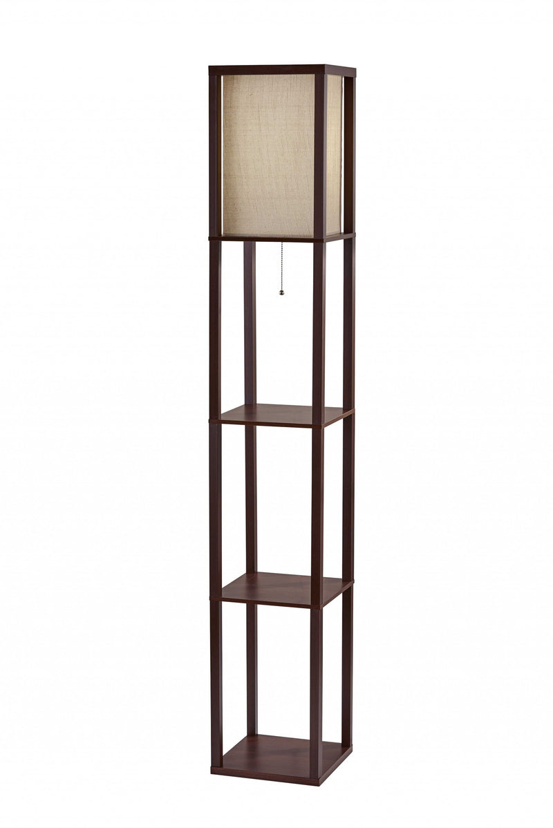 Floor Lamp with Natural Wood Finish Storage Shelves | Floor Lamps | Modishstore - 3