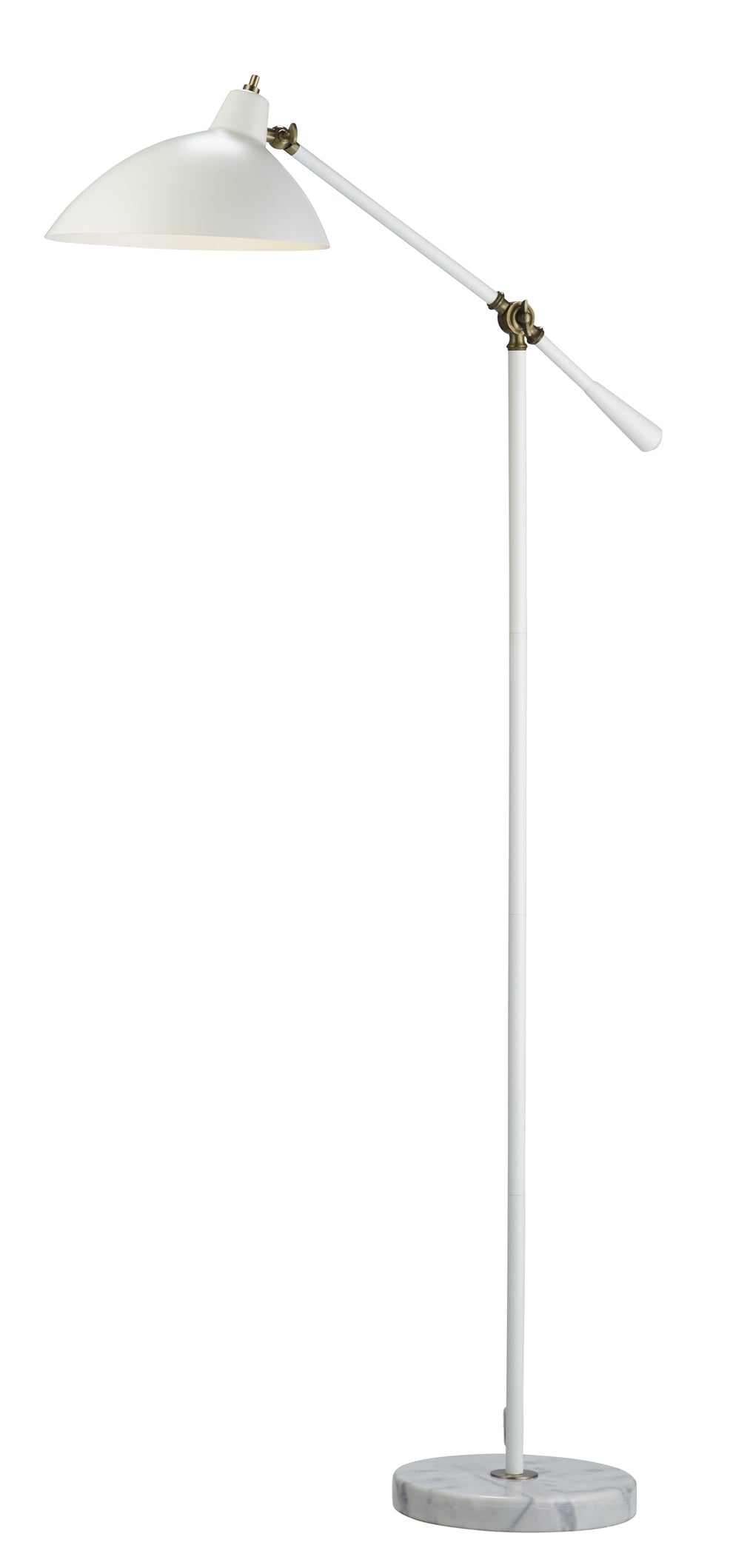 Retro Floor Lamp with Adjustable Abstract Oval White Metal Shade By Homeroots | Floor Lamps | Modishstore - 2