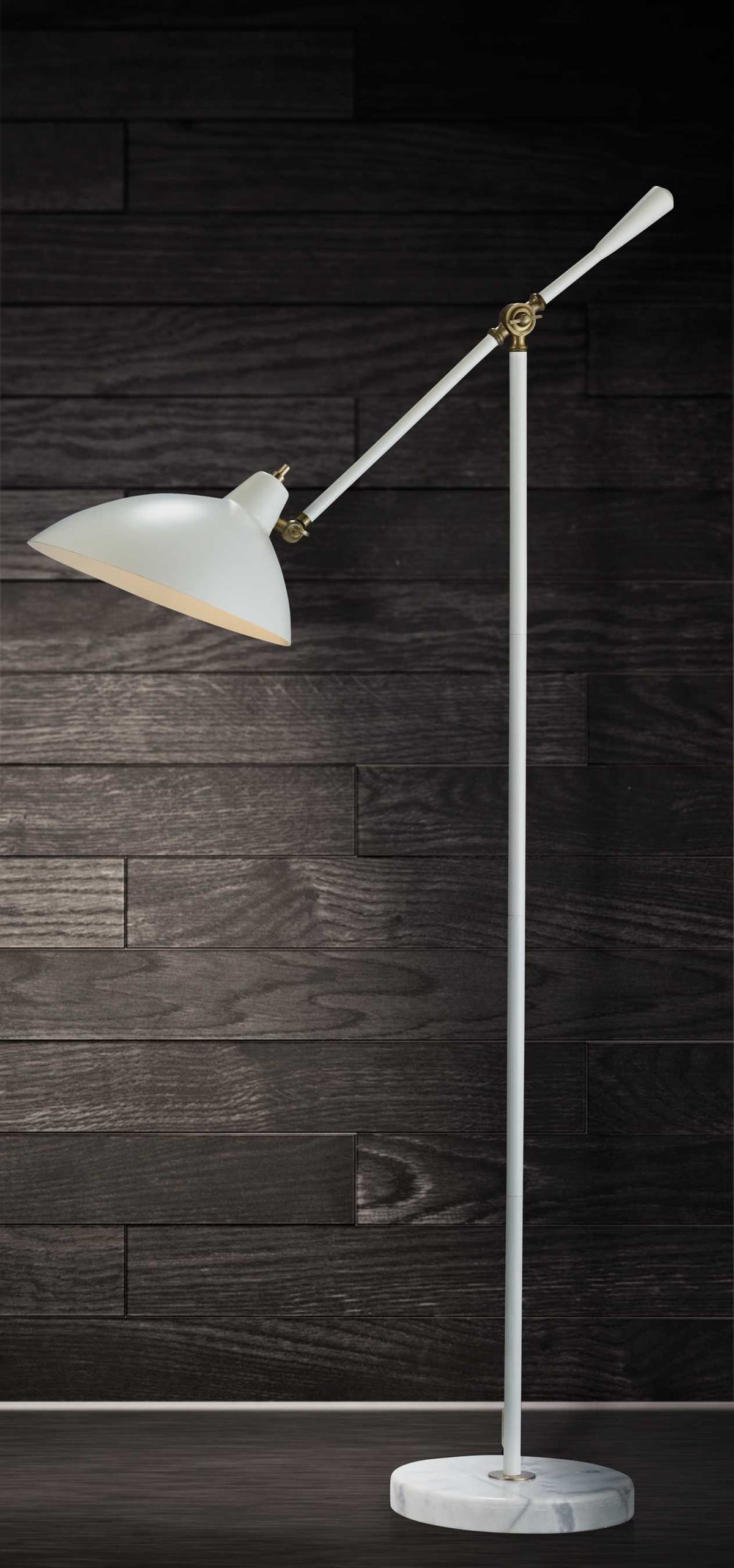 Retro Floor Lamp with Adjustable Abstract Oval White Metal Shade By Homeroots | Floor Lamps | Modishstore