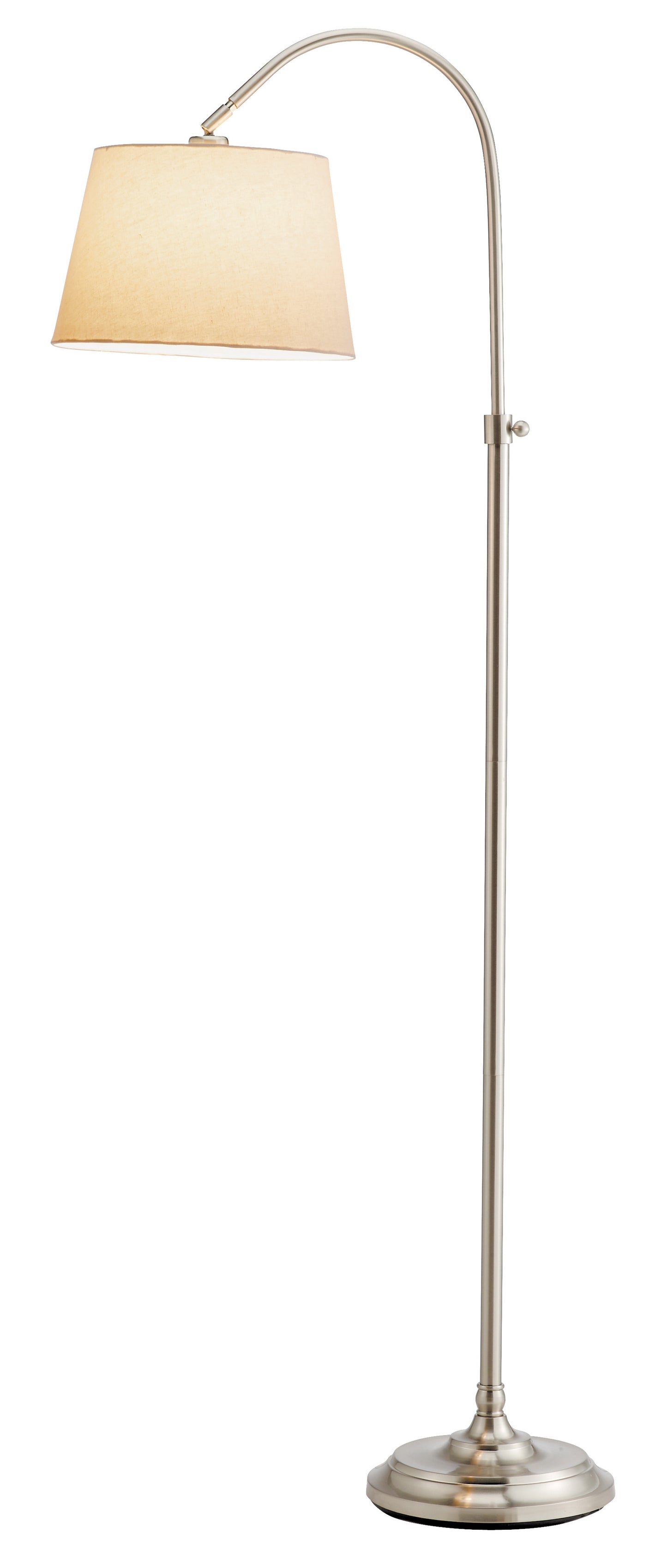 Brushed Steel Metal Floor Lamp with Adjustable Arc and Classic Linen Shade By Homeroots