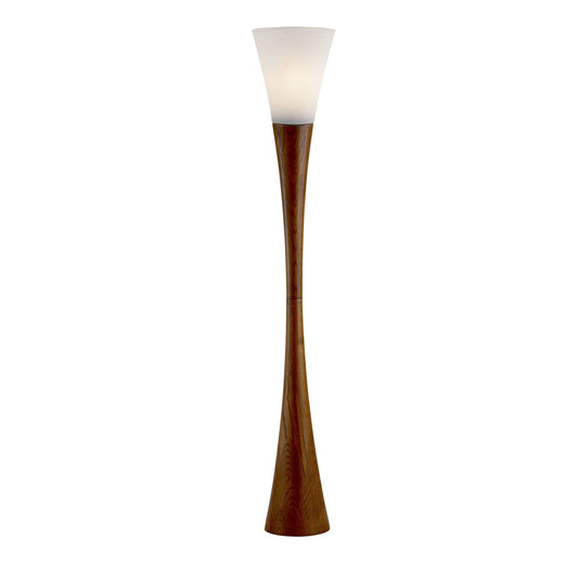 Sleek Walnut Wood Finished Floor Lamp with Frosted Glass Shade By Homeroots | Floor Lamps | Modishstore