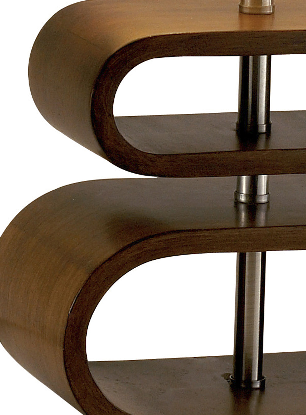 Walnut Wood Finish Stacked Bentwood Ovals with Natural Fabric Oval Shade Table Lamp By Homeroots | Table Lamps | Modishstore - 2
