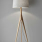 Natural Wood Floor Lamp with Tripod Base and Grey Felt Tapered Drum Shade By Homeroots | Floor Lamps | Modishstore