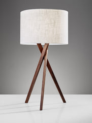 Tripod Leg Walnut Wood Table Lamp By Homeroots