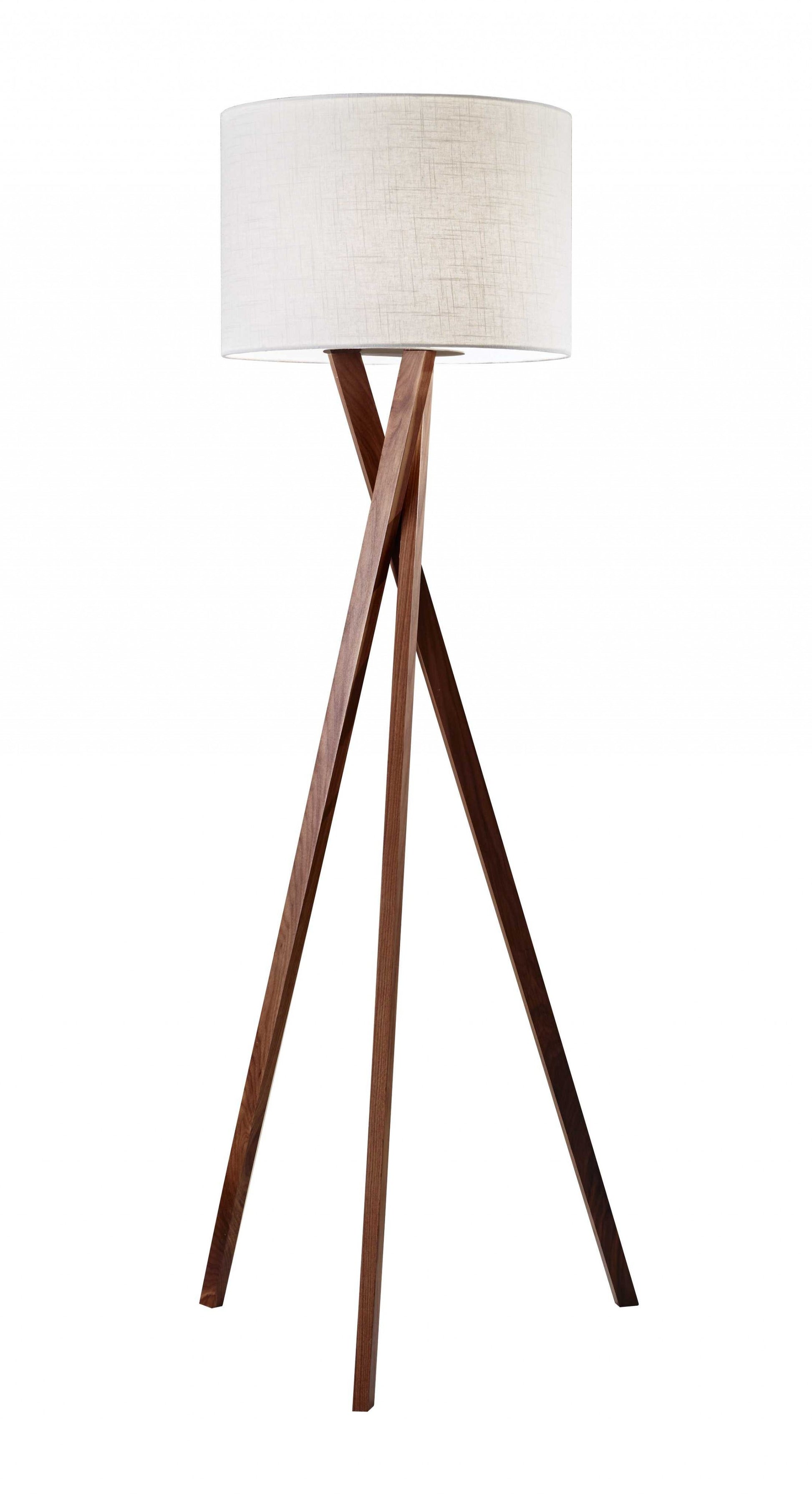 Floor Lamp with Walnut Wood Tripod Leg By Homeroots | Floor Lamps | Modishstore