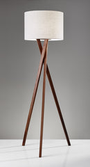 Floor Lamp with Walnut Wood Tripod Leg By Homeroots