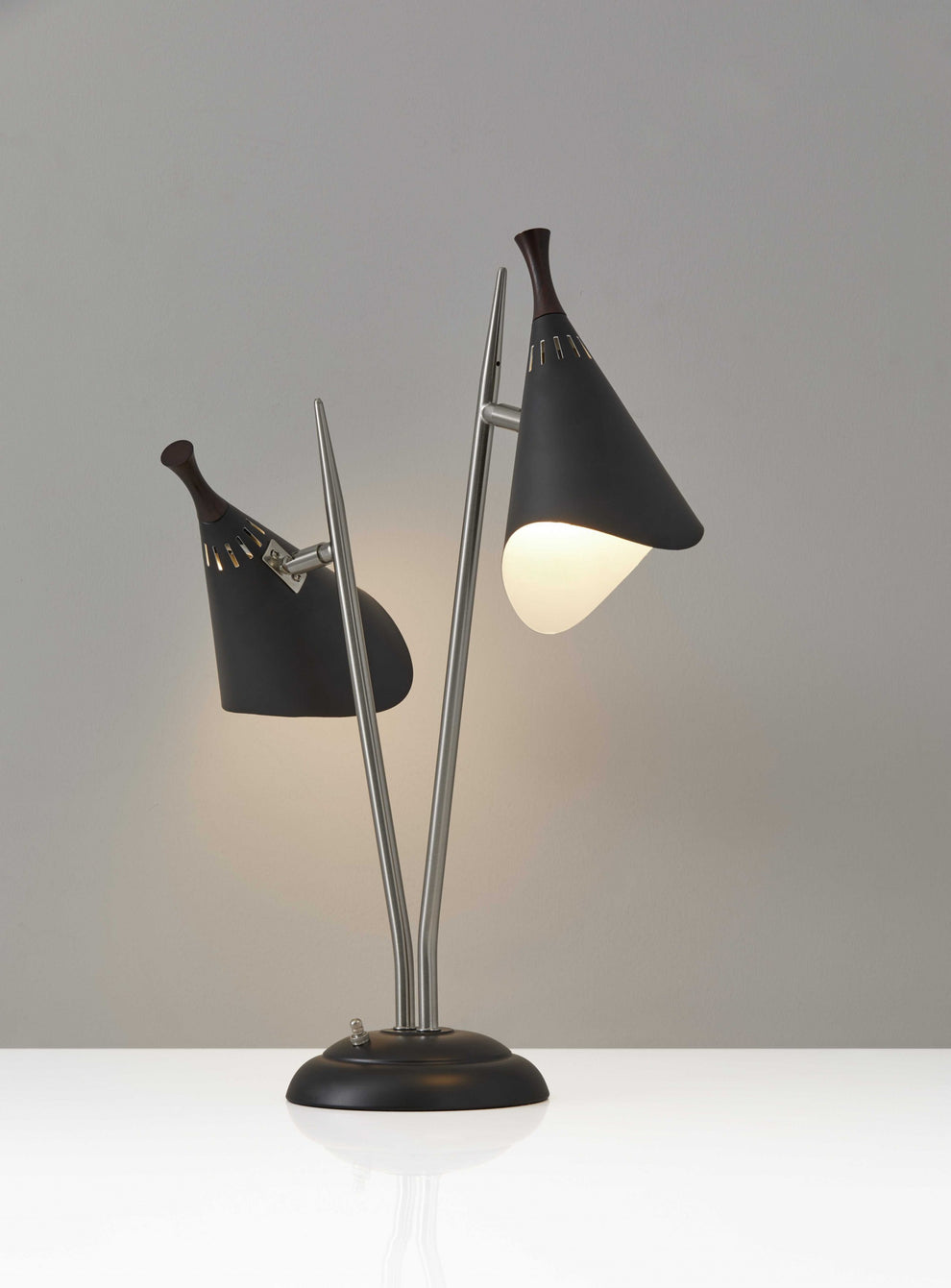 Matte Black Metal Two Light Desk Lamp Smart Outlet Compatible By Homeroots | Desk Lamps | Modishstore - 3