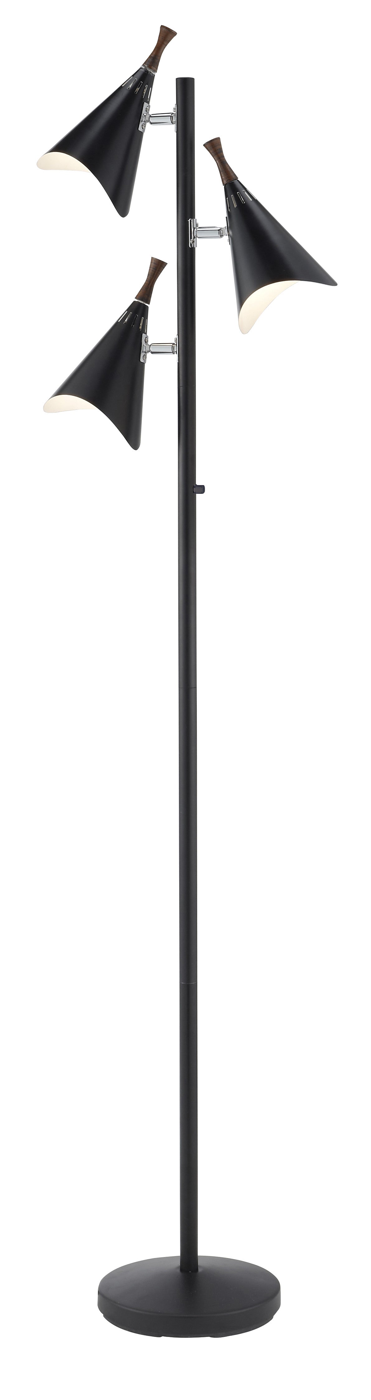 Three Light Floor Lamp in Matte Black Metal By Homeroots | Floor Lamps | Modishstore - 2