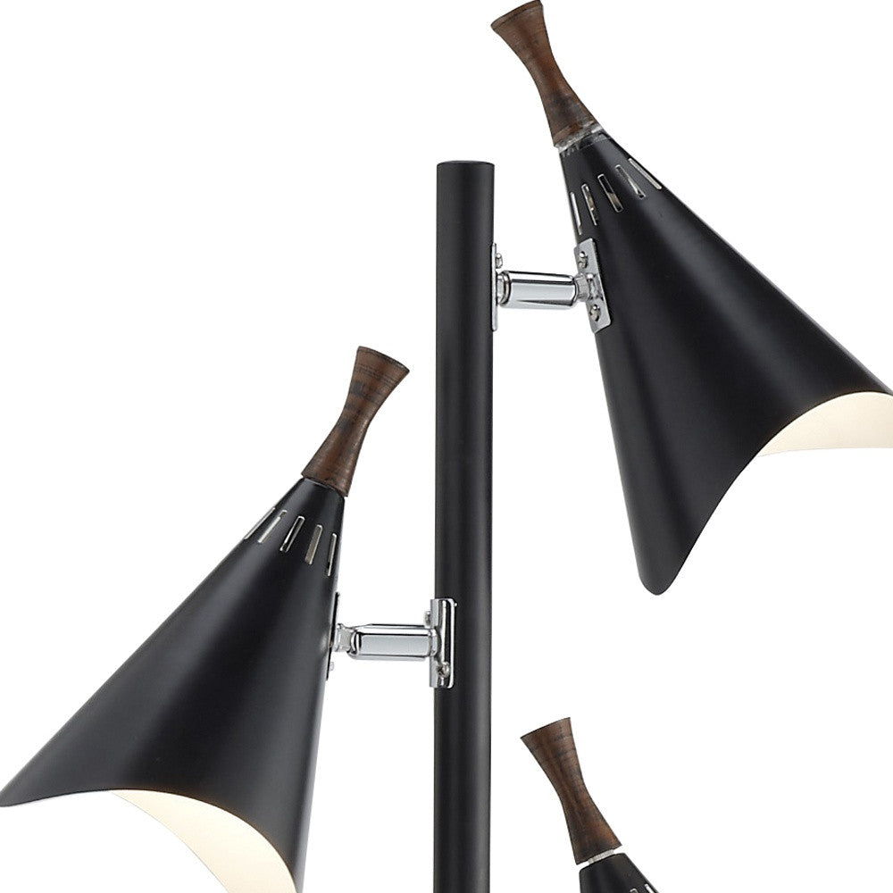 Three Light Floor Lamp in Matte Black Metal By Homeroots | Floor Lamps | Modishstore - 4