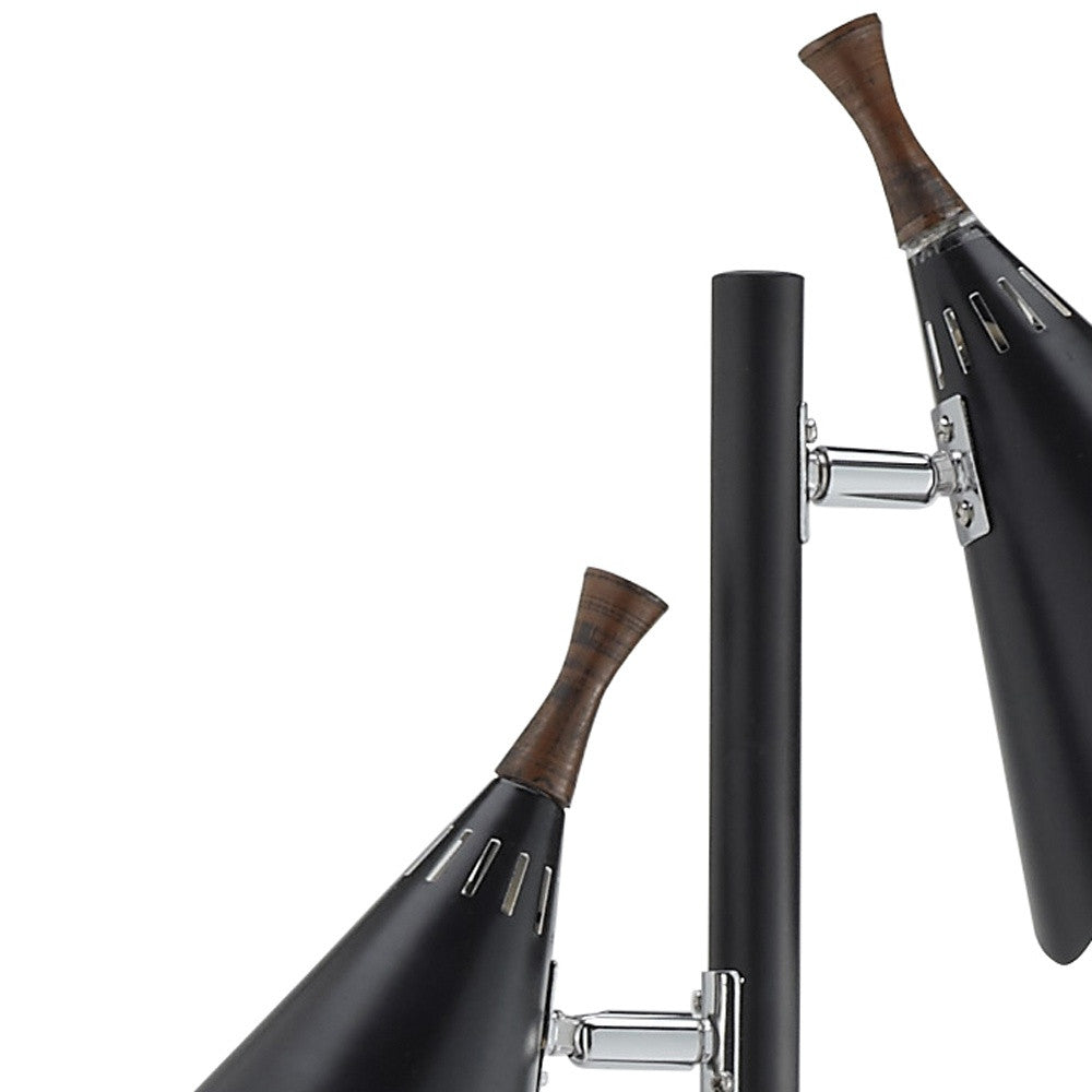 Three Light Floor Lamp in Matte Black Metal By Homeroots | Floor Lamps | Modishstore - 5