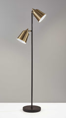 Black Metal Floor Lamp with Adjustable Antique Brass Shades By Homeroots