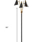 Black Metal Floor Lamp with Three Adjustable Antique Brass Accented Cone Shades By Homeroots | Floor Lamps | Modishstore