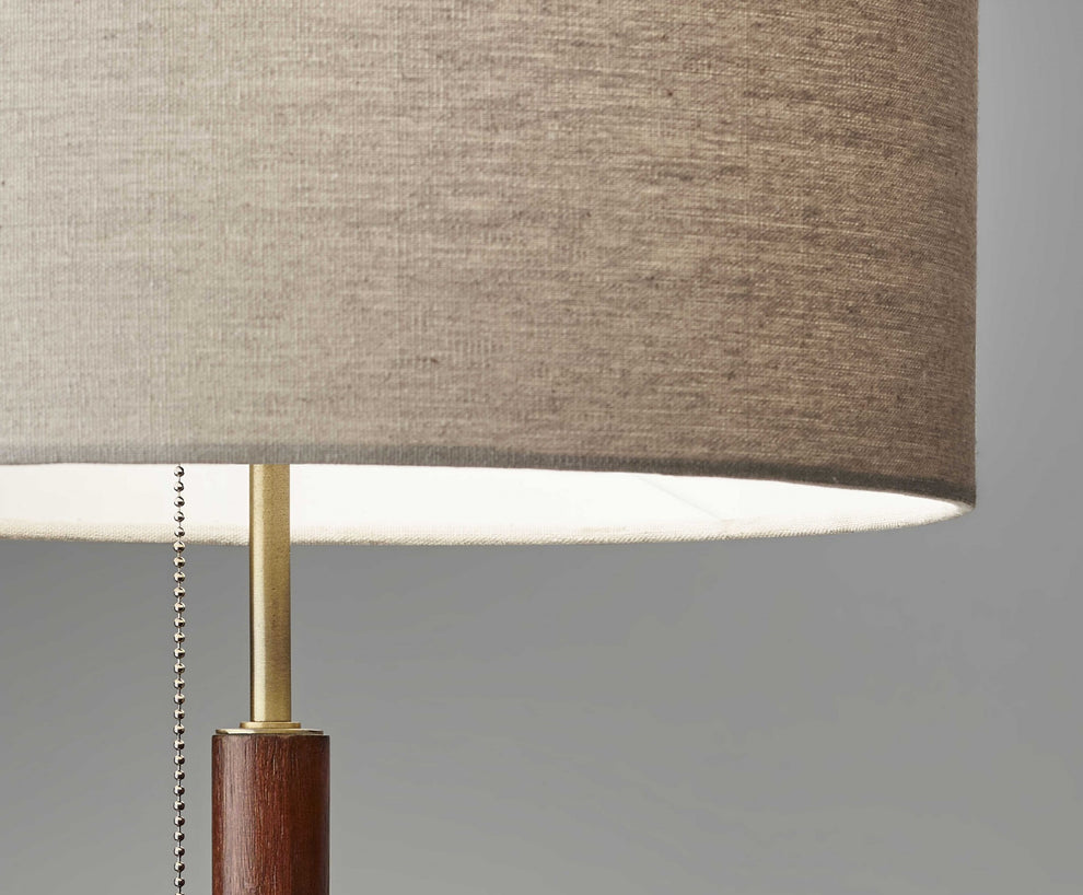 Antique Brass Metal and Walnut Wood Table Lamp By Homeroots | Table Lamps | Modishstore - 2