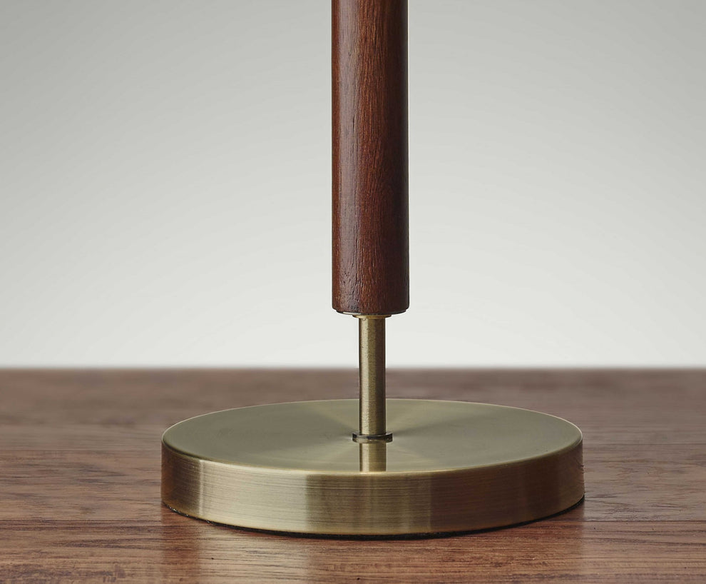 Antique Brass Metal and Walnut Wood Table Lamp By Homeroots | Table Lamps | Modishstore - 3
