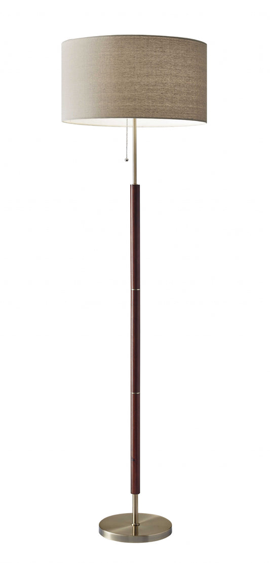 Mid-Century Modern Floor Lamp with Antique Brass and Walnut Wood Accents By Homeroots | Floor Lamps | Modishstore