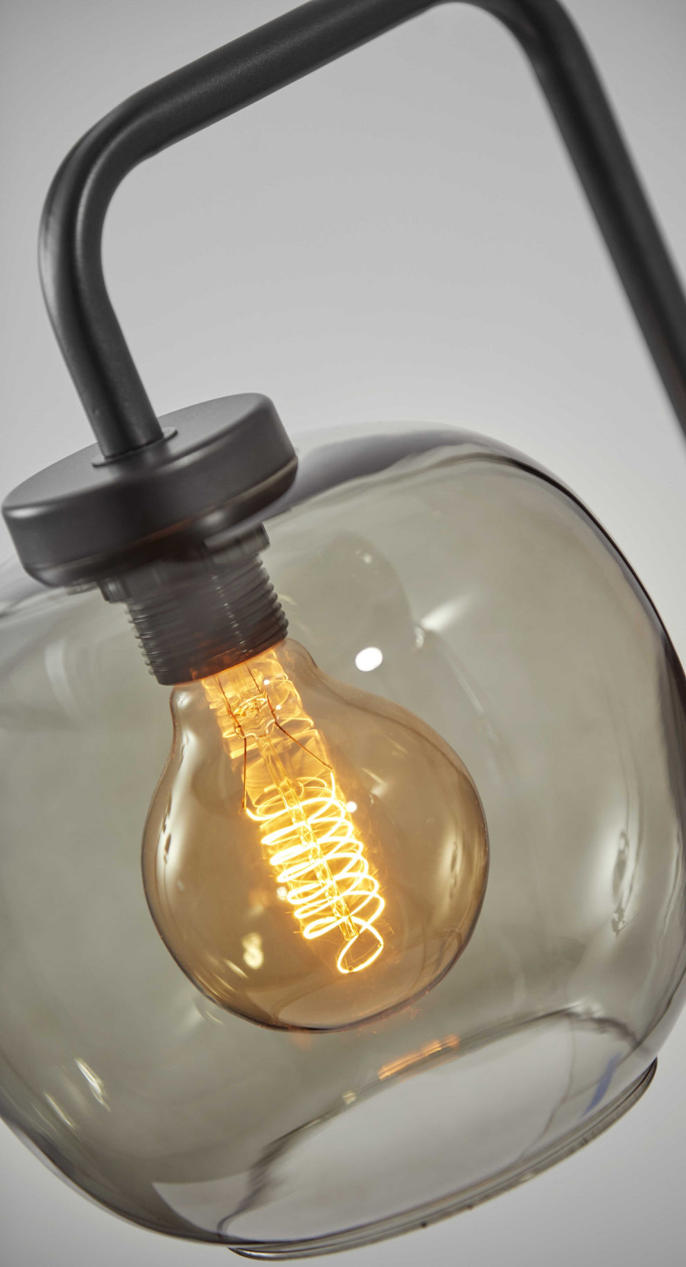 Smoked Glass Globe Shade with Vintage Edison Bulb and Matte Black Metal Wall Lamp By Homeroots | Wall Lamps | Modishstore - 4