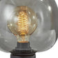Smoked Glass Globe Shade with Vintage Edison Bulb and Matte Black Metal Table Lamp By Homeroots