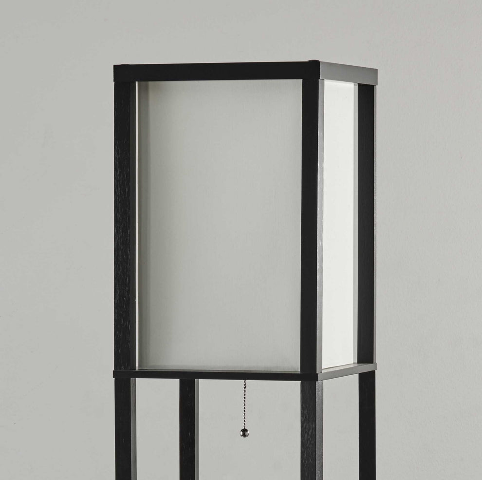 Three Drawer and Shelf Floor Lamp with Black Wood Finish By Homeroots | Floor Lamps | Modishstore - 2