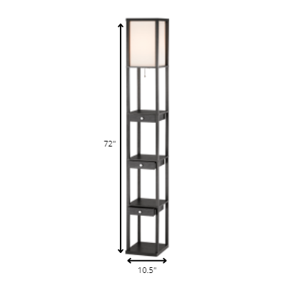 Three Drawer and Shelf Floor Lamp with Black Wood Finish By Homeroots | Floor Lamps | Modishstore - 3