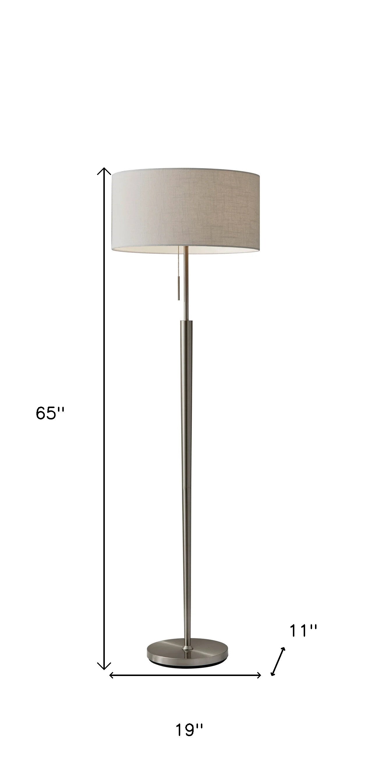 Floor Lamp Contemporary Brushed Steel Metal Tapered Pole By Homeroots | Floor Lamps | Modishstore