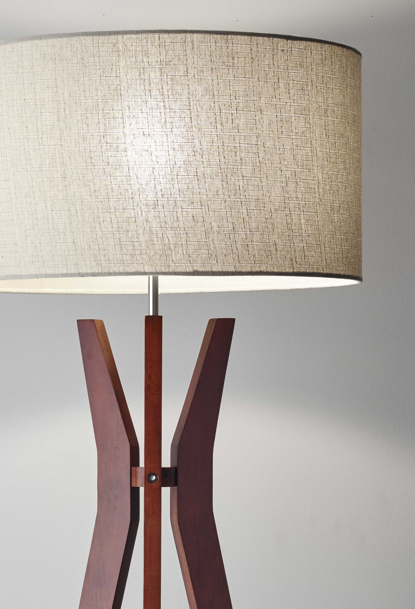 Walnut Wood Floor Lamp Tripod Base with Shelf By Homeroots | Floor Lamps | Modishstore - 2