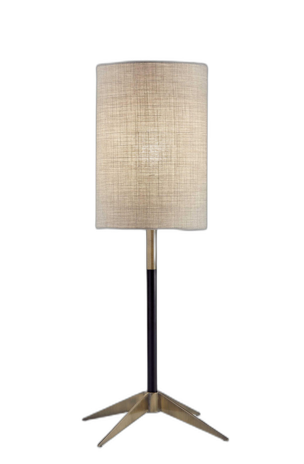 Antique Brass Metal Tripod Base with Matte Black Accent and Tall Natural Fabric Shade Table Lamp By Homeroots | Table Lamps | Modishstore - 2