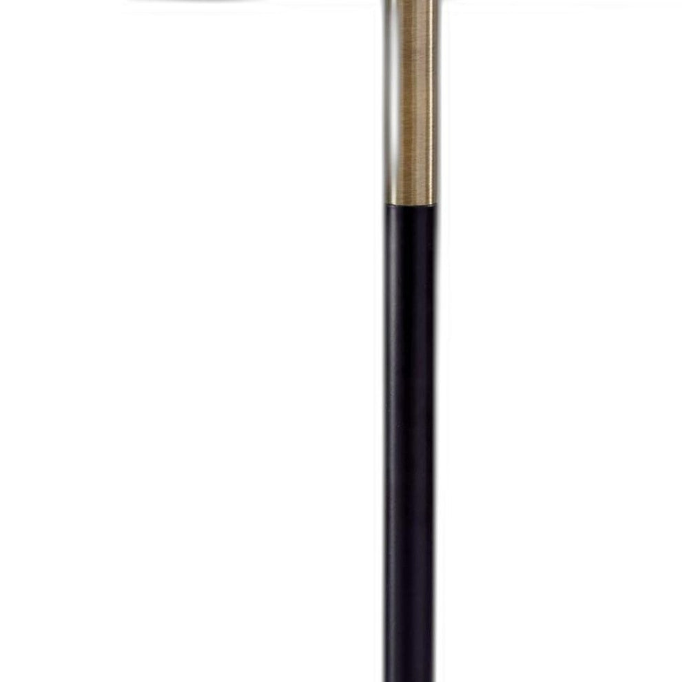 Antique Brass Metal Tripod Base with Matte Black Accent and Tall Natural Fabric Shade Table Lamp By Homeroots | Table Lamps | Modishstore - 3