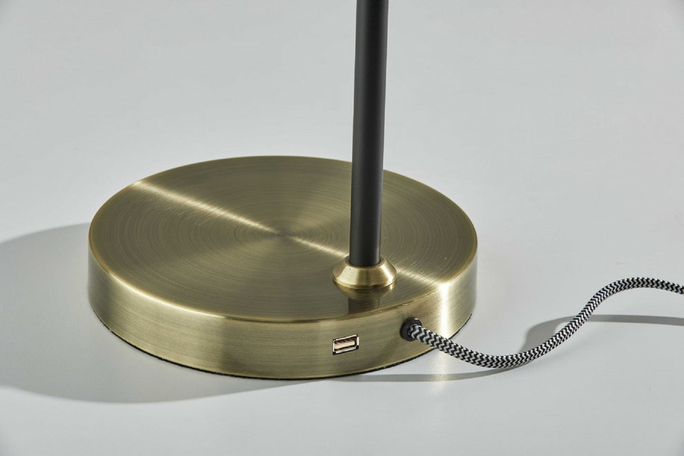 White Metal Adjustable Arm and Shade USB Port Desk Lamp By Homeroots | Desk Lamps | Modishstore - 4