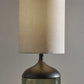 Petite Black Wood Smoked Glass Base with Lightly Textured Round Shade Table Lamp By Homeroots | Table Lamps | Modishstore - 2