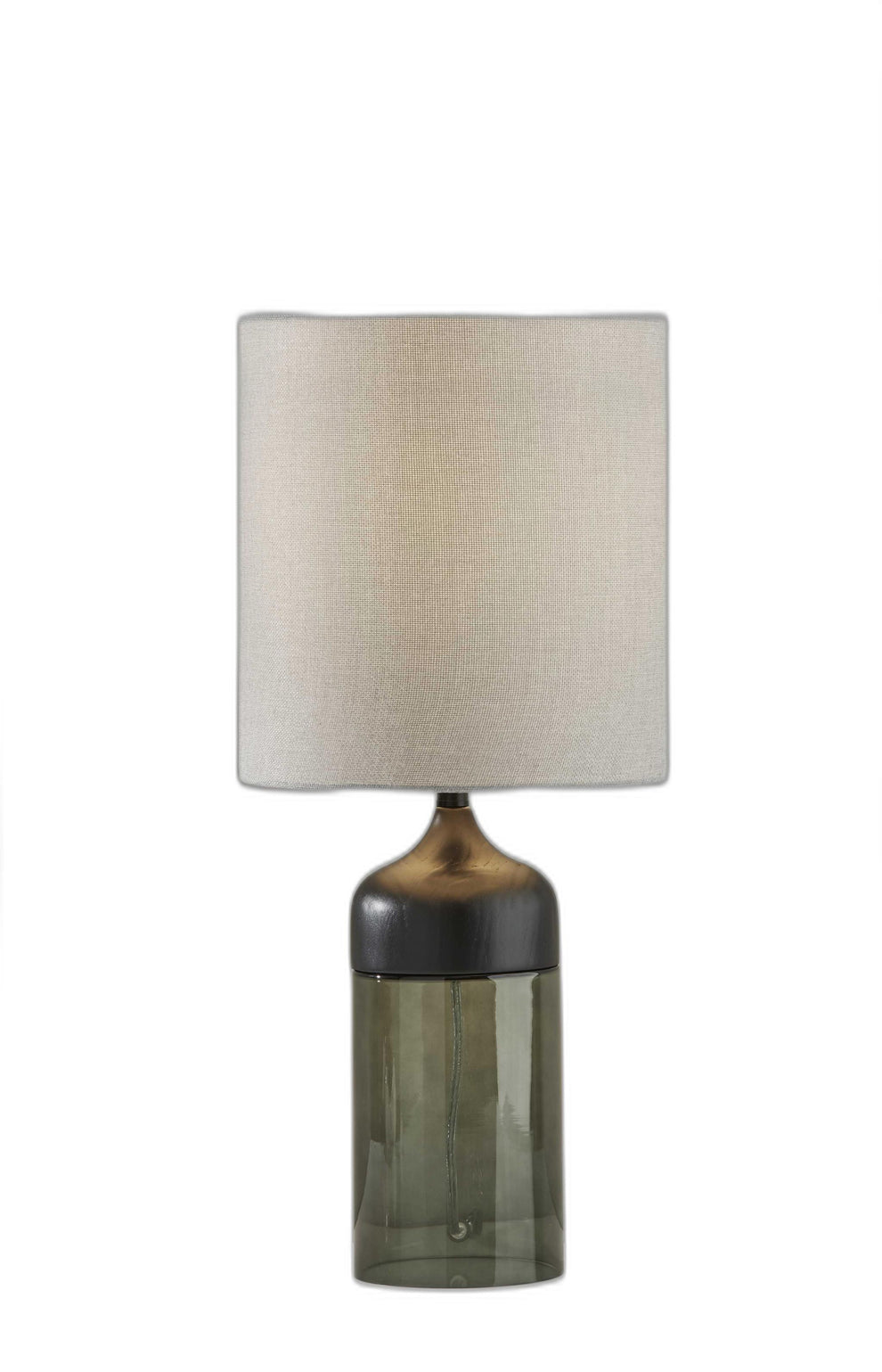 Tall Black Wood Smoked Glass Base with Lightly Textured Round Shade Table Lamp By Homeroots | Table Lamps | Modishstore - 2